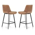 Raimon Furniture Set of 2 Fin Fabric Suede Kitchen Counter Bar Stool Black Metal