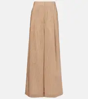 [Dries Van Noten] Dries Van Noten Striped cotton-blend palazzo pants AU 10 beige