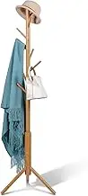 BMOSU Coat Rack freestanding Stand Bamboo Wooden Coat Tree 8 Hooks 3 Adjustable Standing Jackets Hanger Hallway Corner Parlor(Nature)