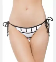 NWT $72 SEAFOLLY ANTHROPOLOGIE "CASTAWAY" BLACK WHITE SIDE TIE BIKINI BOTTOMS 12