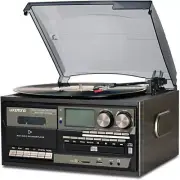 Vinyl Record Player 9 in 1 3 Speed Bluetooth Vintage Turntable CD Cassette
