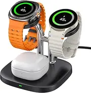 SwanScout Dual Watch Charger for Samsung Watch 7, Wireless Charger for Samsung Galaxy Watch Ultra/6/6 Classic/5 Pro/5/4 Classic/3/Active 2, Galaxy Buds 2 Pro/Galaxy Buds+, SwanScout 704S
