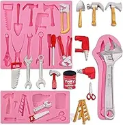 3 Pieces Hand Tools Fondant Molds, Mini Construction Tool Molds for Chocolate Cookie Cupcake Decorating