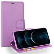 For Apple iPhone 12 Pro Max Case, Hanman Wallet Leather Flip Magnetic Stand Case Cover (Purple)