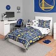 FOCO Golden State Warriors NBA Team Color Bed in a Bag Comforter Bedding 5 Piece Set - Twin