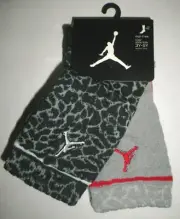 Nike Air Jordan Boys 2 PAIR Crew Socks 7-9 Anthracite Black Gray Kids Shoe 3Y-5Y