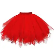 Tulle Skirts Womens Pleated Gauze Short Skirt Carnival Dancing Skirt for Adult Tutu Dancing Skirt Red Free