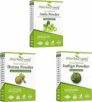 Roti Attar Ayurveda Henna Leaves Powder, Indigo Leaves powder and Amla Powder Combo (650 Grams)
