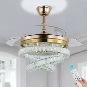 diisunbihuo 42" Gold LED Fandeliers with Lights Dimmable Crystal Ceiling Fan ...