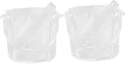 GLEAVI 2 Sets Portable Clear Ice Bucket with Tong for Outdoor Picnics Parties Gatherings Lightweight Beverage Tub for Beer Capacity for Multiple Bottles