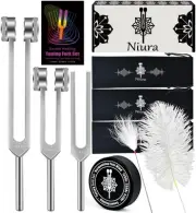 Tuning Fork Set – 128Hz, 256Hz & 512Hz Aluminum Alloy Tuning Forks with Rubbe...