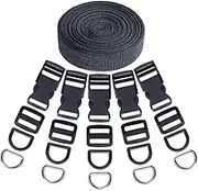 (15mm) - Swpeet 41Pcs 1.5cm DIY Making Bag Kit, Including Flat Side Release Buckles and Tri-glide Slides and D Rings with 1 Roll 5 Yards Nylon Webbing Straps for DIY Making Luggage Strap, Pet Collar