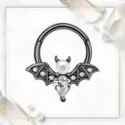 16G PVD Black Halloween Vampire Bat Hinged Segment Hoop Ring - Sold Individually