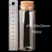 150ml 47mm Clear Glass Multi Purpose Bottles Empty With Cork Lid Transparent Jar
