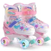 Roller Skates for Girls Kids with Light Up Wheels, Adjustable 4 Sizes for Lit...