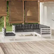 5 Piece Garden Lounge Set with Cushions White Pinewood vidaXL