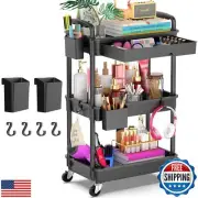 Goovilla 3 Tier Rolling Utility Cart Organizer with Removable Drawer, Stable