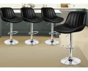 ALFORDSON Set of 4 Bar Stools Gas Lift Kitchen Chairs Wendy Black