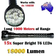 Brightest NEW 18000 Lumen 18x CREE XM-L T6 LED Flashlight Torch Light Lamp Camp