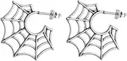 [HZMAN] Halloween Spider Web Earrings for Women Men Surgical Steel Stud Earrings Jewellery Gift, Stainless Steel, No Gemstone
