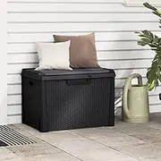 Anthracite 125 L Garden Storage Box with Seat Cushion, Weather-resistant PP Outdoor Box - Ideal for Patio, Deck, Shed, & Garden Furniture, Multi-purpose Anthracite Storage Chest with Durable Gas-lift
