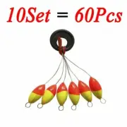 60pcs Oval Fishing Float Space Beans Fix Stopper Floater Bobber Fishing Tools