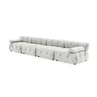 Foret 4 Seater Sofa Modular Arm Seat Tufted Velvet Lounge Couch Chaise Beige