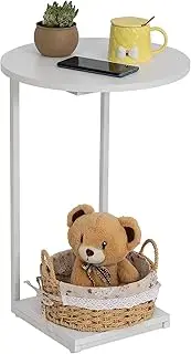 [HDANI] C Table End Table,Couch Table That Slide Under,Sofa Side Table in Living Room,White