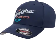 The Heartbeat of America Retro Chevy - Flexfit S/M Embroidered Navy Blue Cap