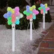 Gemmy Orchestra of Lights 3-Pathway Markers Multicolor Snowflake Christmas Decor