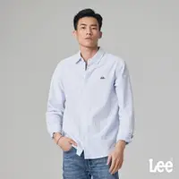 在飛比找樂天市場購物網優惠-Lee 男款 寬鬆版 胸前三角小LOGO 直條紋長袖休閒襯衫