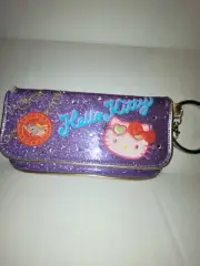 Y2K Sanrio Hello Kitty Shinny Glittery Purple Wristlet Clutch Embroidered Patch