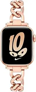 [Ocaer] Compatible with Apple Watch 49mm 46mm 45mm 44mm 42mm, Cowboy Chain Metal iWatch Band for Apple Watch Ultra 2/1 series 10 9 8 7 6 5 4 3 2 1 SE, Apple Watch Bracelet for Women Girls(Rose Gold)