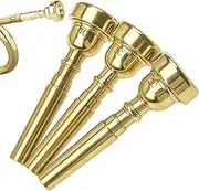 Musiin 3 Packs Gold Trumpet Mouthpiece Set Pure Copper Mouthpieces, Labor-Saving Replacement Accessories for Beginners and Students (3C, 5C, 7C)