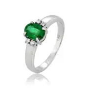 18K White Gold 0.80ct Emerald Diamond Ring Jewelry Ornament Anniversary Present