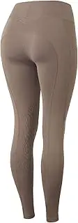 HORZE Alyssa Womens High Waist UV Pro Knee Patch Tights - Iron Grey Brown - 22