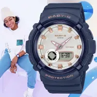 在飛比找Yahoo奇摩購物中心優惠-CASIO 卡西歐 BABY-G 多層次 珍珠光 金屬時標雙