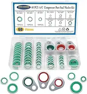 A/C System Compressor Gasket Seals Air Conditioning Compressor Port Seal Washer Kit 60 Pieces Gasket Bonded Seal Assortment