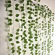 "12Pcs 220Cm/87"" Artificial Plants Vine Wall Decor Wedding Party Decorative Artificial Leaves Greenery Artificial Hanging Plants For Wedding Wall Decor, Party R"