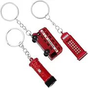 HOLIDYOYO 3pcs London Travel Souvenir Keychain Vintage British Bus Telephone Booth Mailbox Keychains for Organizing Keys Collectors