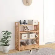 Shoe Rack with Drawer 70x27x81 cm Solid Wood Walnut Storage Organizer Furn 50359