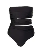 Lamarque Cutout Ruched Bandeau One Piece Swimsuit