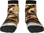 [JEJEA] Cookies Food Chocolate Chips Biscuits print Men's Athletic Cushioned Crew Socks Crew Training Athletic Socks Men and Women for Sports