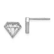 14k White Gold Real Diamond Gemstone-Shaped Earrings