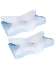 Fresh Fab Finds Set of 2 Memory Foam Pain Relief Neck Support Pillows