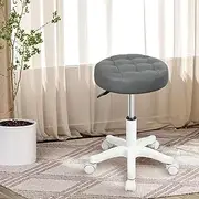 Levede Salon Rolling Stool,PU Leather Swivel Stools with Wheels, Drafting Chair,Footrest Ring, Multi-Purpose Work Massage Stools Task Chair, Hydraulic Adjustable Stool, for Kitchen Bar Office (Grey)