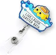 Live Laugh Toaster Bath Badge Reel Retractable for Nurse Nursing RN CNA Doctor Medical Worker & Teacher | Funny Nurse Gifts ID Name Badge Holder with Alligator Clip & 24” Durable Nylon Cord | Acrylic