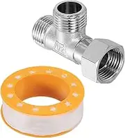 uxcell Brass Angle Stop, 1/2" Outlet x 1/2" Inlet 3 Way Compression Tee Valve, Supply Line Connector, Water Line Adapter Splitter for Faucet, Water Filters, Silver