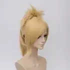 Cosplay Wig Clip Short Ponytail Light Blonde Color Synthetic Hair Full Head