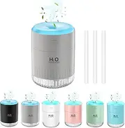 Rechargeable Mini Humidifier with 7 Color Light, Small Personal Desktop Humidifier for Baby Bedroom, Office, Nursery, Travel with Auto Shut-Off, Super Quiet (Gray)